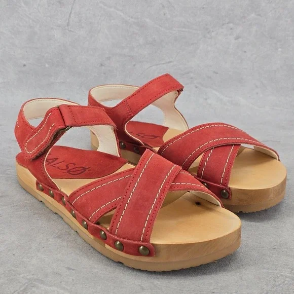 Rare New Kalso Earth‎ Shoes Womens Size 6 Serene Red Cherry Leather Sandals